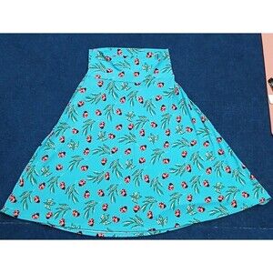 LuLaRoe Long Blue  Skirt with Ladybugs & Leaves  XS  NWOT